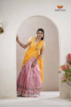 Pink Traditional Kota Vantara Half Saree | Lehenga For Girls
