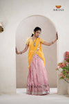 Pink Traditional Kota Vantara Half Saree | Lehenga For Girls