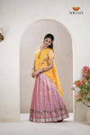 Pink Traditional Kota Vantara Half Saree | Lehenga For Girls