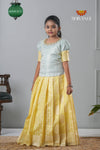 Yellow Lime Road Traditional Pattu Pavadai For Girls !!!