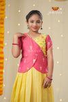 Yellow Green Hook Traditional Pattu Pavadai For Girls !!!