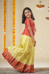 Green Mirror Patola Traditional Pattu Pavadai For Girls !!!