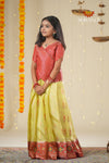 Green Mirror Patola Traditional Pattu Pavadai For Girls !!!