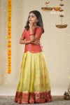 Green Mirror Patola Traditional Pattu Pavadai For Girls !!!