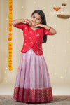 Lavender Mirror Patola Traditional Pattu Pavadai For Girls !!!