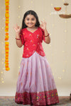 Lavender Mirror Patola Traditional Pattu Pavadai For Girls !!!