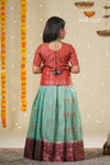 Teal Green Mirror Patola Traditional Pattu Pavadai For Girls !!!