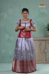 Blue Traditionl Mango Breeze Alpha Pattu Pavadai Set for Girls