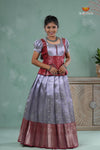 Blue Traditionl Mango Breeze Alpha Pattu Pavadai Set for Girls
