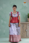 Blue Traditionl Mango Breeze Pattu Pavadai Set for Girls