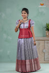 Blue Traditionl Mango Breeze Pattu Pavadai Set for Girls
