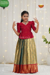 Festive Collection - Blue Mango leaf Pattu Pavadai !!!