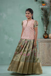 Mayil Green Traditional Floral Printed Pavadai Sattai for Girls