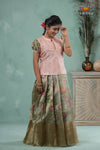 Mayil Green Traditional Floral Printed Pavadai Sattai for Girls