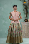 Mayil Green Traditional Floral Printed Pavadai Sattai for Girls