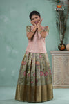 Mayil Green Traditional Floral Printed Pavadai Sattai for Girls