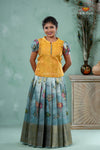 Mayil Sky Blue Traditional Floral Printed Pavadai Sattai for Girls !!!