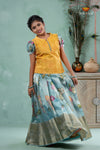 Mayil Sky Blue Traditional Floral Printed Pavadai Sattai for Girls !!!