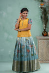 Mayil Sky Blue Traditional Floral Printed Pavadai Sattai for Girls !!!