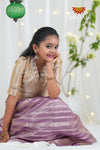 Pink Metallic Crush Traditional Pattu Pavadai For Girls 
