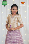 Pink Metallic Crush Traditional Pattu Pavadai For Girls 