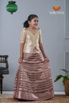 Maroon Metallic Crush Traditional Pattu Pavadai For Girls !!!