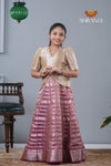 Purple Metallic Crush Traditional Pattu Pavadai For Girls !!!