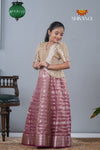 Purple Metallic Crush Traditional Pattu Pavadai For Girls !!!