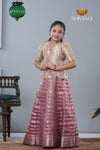 Purple Metallic Crush Traditional Pattu Pavadai For Girls !!!