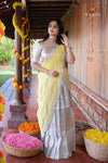 White Misty LilacHalf Saree | Lehenga For Girls