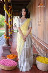 White Misty LilacHalf Saree | Lehenga For Girls