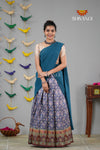 Blue Mughal Georgette Traditional Half Saree | Lehenga For Girls !!!