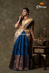 Navy Blue Metalic Honey Comb Half Saree For women !!!