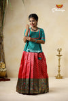 Trendy Peach Bandhini Waves KIds Pattu Pavadai For Special Occation !!!