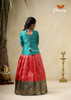 Trendy Peach Bandhini Waves KIds Pattu Pavadai For Special Occation !!!