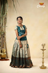 Traditional Dark Green Semmal Pattu Pavadai For Girls