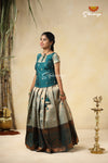 Traditional Dark Green Semmal Pattu Pavadai For Girls