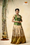 Traditional Green Semmal Pattu Pavadai For Girls