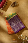 "Orange and Purple Pochampally silk saree Withikat weaves and Floralzari woven border !!!"