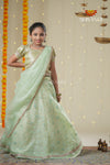 Festive Collection - Green Organza Maize Lehenga !!!