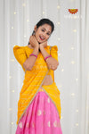 Pink Organza Rain Drop Traditional Half saree | Lehenga For Girls