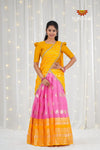 Pink Organza Rain Drop Traditional Half saree | Lehenga For Girls