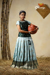 Sky Blue Manoranjitham Semi Silk Pattu Pavadai For Girls