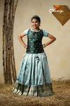 Sky Blue Manoranjitham Semi Silk Pattu Pavadai For Girls