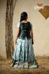 Sky Blue Manoranjitham Semi Silk Pattu Pavadai For Girls