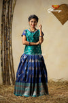 Navy Blue Manoranjitham Semi Silk Pattu Pavadai For Girls