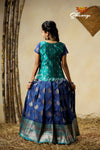 Navy Blue Manoranjitham Semi Silk Pattu Pavadai For Girls