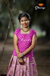 Traditional Lavender Antique Pendant Pattu Pavadai For Girls