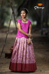 Traditional Lavender Antique Pendant Pattu Pavadai For Girls
