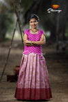 Traditional Lavender Antique Pendant Pattu Pavadai For Girls